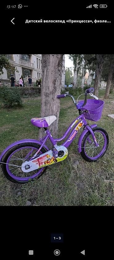 Спорт жана хобби: Детский велосипед «Принцесса», розовый свет ушул велосипеддин озу — 1