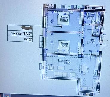 nova grand: 3 комнаты, 82 м², Элитка, 4 этаж, Готовая ПСО (под самоотделку) — 2