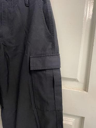 халат мед: Черные брюки карго - Прямой свободный крой, широкая штанина - Цвет — 2