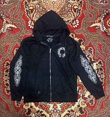 Носки и белье: Толстовка на молнии Chrome Hearts с капюшоном - Цвет: черный - Принт — 1