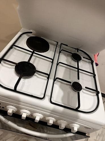 походная печка: Газовая плита с духовкой, белая, с откидной стеклянной крышкой — 2