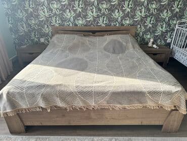 Спальный гарнитур, Б/у, Двуспальная кровать, Комод, Тумба, Россия, Самовывоз, Платная доставка