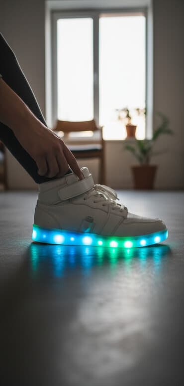 фирменные красовки: Светящиеся кроссовки с LED‑подошвой - Цвет: белый - Подсветка по — 1