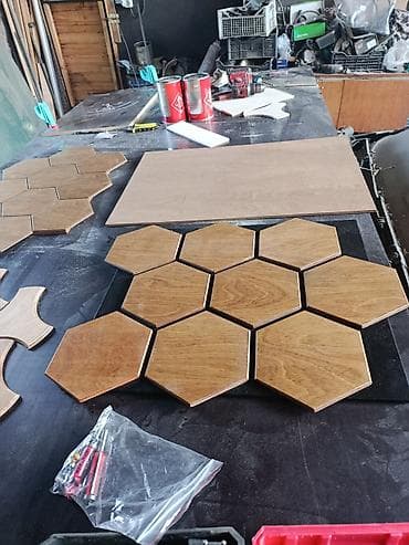 современный: Гексагональные деревянные панели/плитки для отделки и декора. - — 3