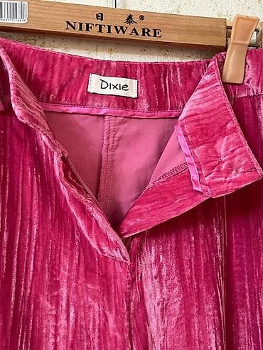 lining wade: Бархатные широкие брюки Dixie - Цвет: насыщенный малиново-розовый - — 2