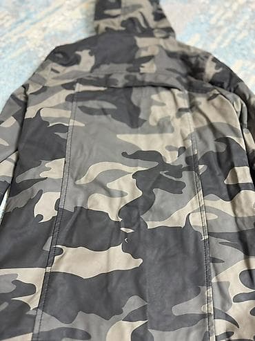 Платья: Детская парка с капюшоном, камуфляжная расцветка (серо‑черный хаки) — 5