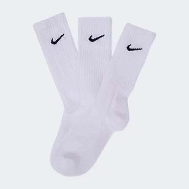 купить мужские свитера: Белые спортивные носки Nike, набор из 3 пар. - Цвет: белый - Логотип — 1