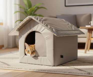 Теплый домик для кошек/небольших собак с теплоотражающей изоляцией -