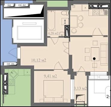 ts group: 2 комнаты, 49 м², Элитка, 10 этаж, Готовая ПСО (под самоотделку) — 2