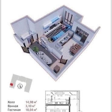 1 комната, 55 м², Южная Магистраль Элитка, 3 этаж, ПСО (под самоотделку) — 2