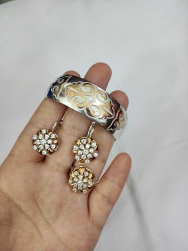 набор пандора: Серебряный Комплект+ Билерик, Браслет Серебро + золото 925/ пробы Цена — 1