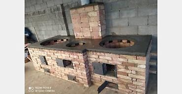 Кирпичная многоочаговая плита под казаны/коты с дымоходом -