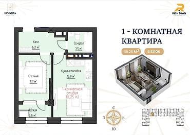 квартиры обмен на авто: 1 комната, 37 м², Элитка, 8 этаж — 2