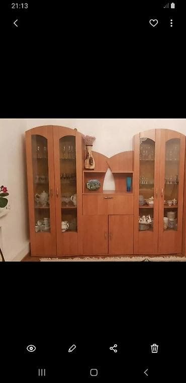 хранение: Стенка-шкаф, Тип стенки-шкафа: Горка, Для зала, Б/у, Особенности: Для хранения посуды — 1