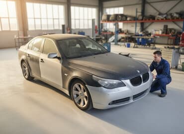 авто последующем выкупом: BMW 5 Series (E60) седан, серебристый, дорестайлинг. Автомобиль в — 1