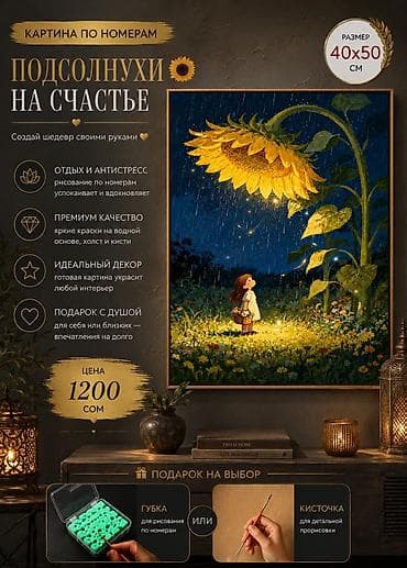 гуашь краски: Картины по номерам 40×50 см Что внутри: - Холст 40×50 см с — 6