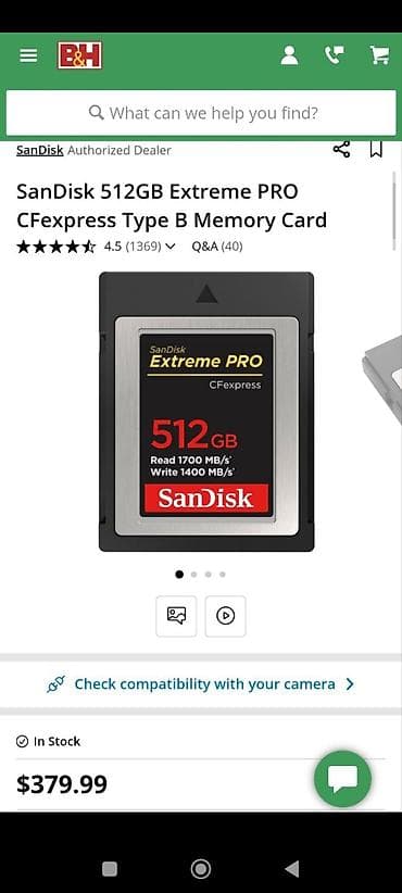 скоро: Карта памяти SanDisk Extreme PRO CFexpress Type B 512 ГБ - Тип — 1