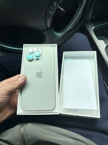 IPhone 15 Pro Max, Б/у, 256 ГБ, Серебристый, Коробка, 90 %