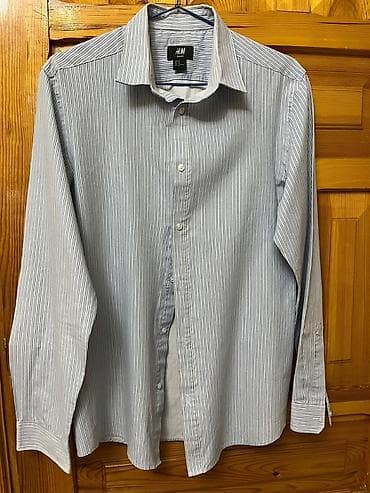 полосатые рубашки мужские: Мужская рубашка H&M Slim Fit - Модель: Slim Fit - Линия: Easy — 1