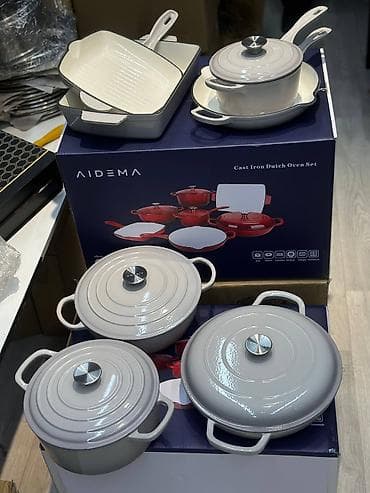 Набор посуды AIDEMA — чугун с эмалевым покрытием, красный. 7в1 Состав — 4