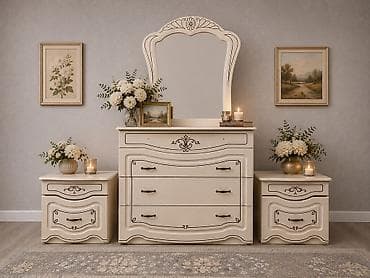 bed table: Туалетный столик, С зеркалом, цвет - Бежевый — 2