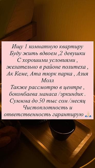 Квартиры: Сниму 1 комнатную квартиру в Бишкеке — 1