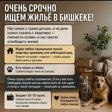 кварта: Очень срочно ищем жильё в Бишкеке. Семья с тремя детьми вынуждена в — 1