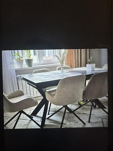 dinner table: Кухонный стол и стул, Б/у, Самовывоз, цвет - Черный — 1