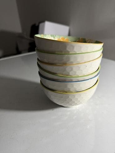 Идиш-аяк: Набор керамических пиал (5шт.) В комплекте 6 штук с разными цветными — 3