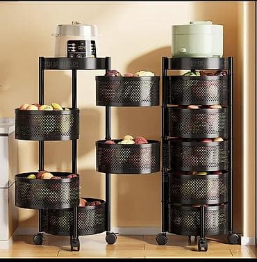 угло реска: Многоярусная кухонная этажерка на колёсах с поворотными корзинами - — 4