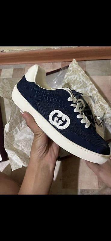 Мужские кроссовки, 41, 41.5, 42, Gucci, Новый, цвет - Синий, Платная доставка, Самовывоз