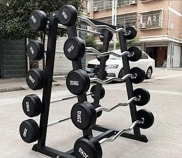 Штангалар жана грифтер: Набор фиксированных штанг с EZ‑грифами и стойкой Комплектация: - — 1