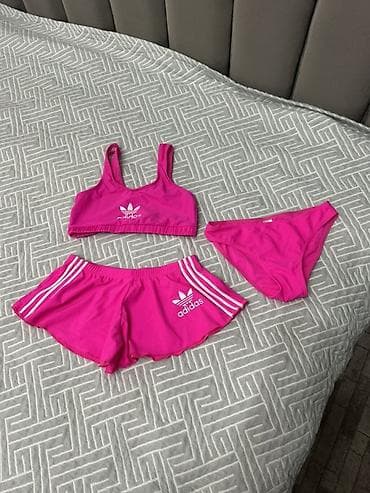 tech flecce: Женский спортивный комплект в ярко‑розовом цвете (стиль adidas): - — 1