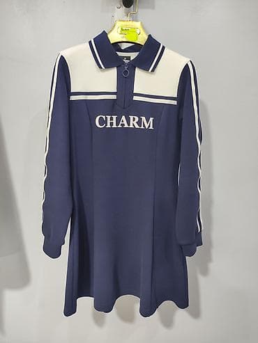 Платье-толстовка CHARM - Цвет: темно-синий с контрастными белыми