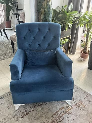 гостинная: Комплект мягкой мебели, цвет - Синий — 4