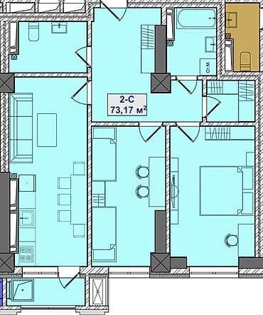 seven development: 73 м², Без мебели — 5
