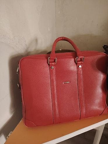 Аксессуарлар: Красная женская/мужская сумка-портфель - Формат: деловой — 2