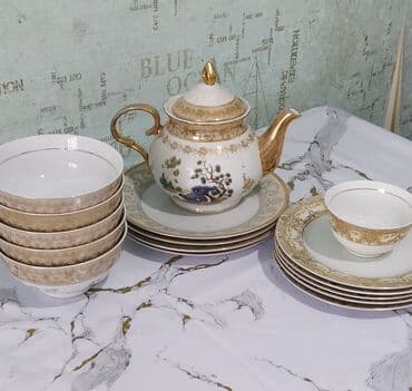 работа набора текста на дому: Фарфоровый чайный сервиз с золотым декором — 1