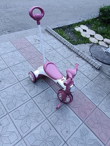 Балдар транспорту: Детский трехколесный велосипед-каталка с родительской ручкой - Цвет — 2