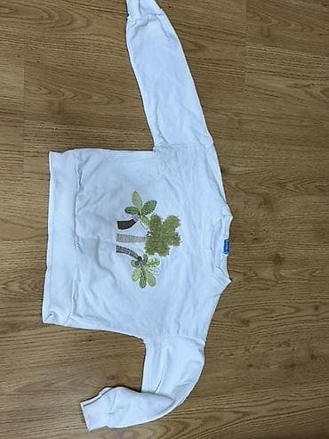 Детский белый свитшот с длинными рукавами, украшенный вышивкой в виде