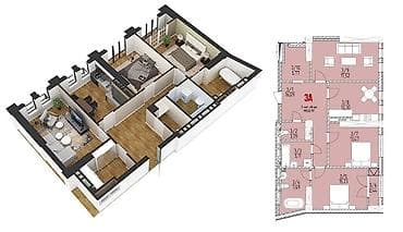 ско: 3 комнаты, 104 м², Элитка, 8 этаж, Готовая ПСО (под самоотделку) — 2