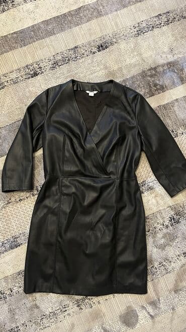 Платье размер L Стильное черное !платье из эко-кожи