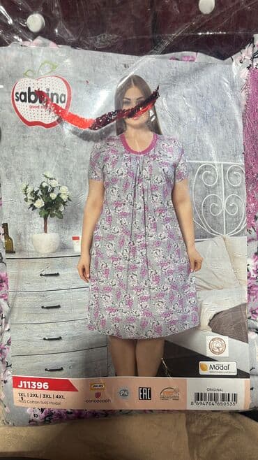 белая ночная сорочка: Пижама, Хлопок, Турция, Все размеры — 7