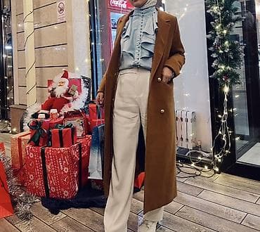 Длинное женское пальто классического кроя - Цвет: тёплый