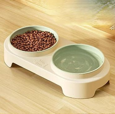 сухой корм: Двойная миска для домашних животных с подставкой - Комплект — 4