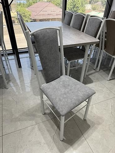 dinner table: Кухонный стол и стул, цвет - Серый — 2