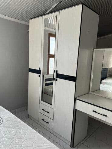 спальный гарнитур советский: Спальный гарнитур, Новый, Двуспальная кровать, Шкаф, Кыргызстан, В рассрочку, ДСП, Самовывоз, Платная доставка, Бесплатная доставка, цвет - Белый — 5