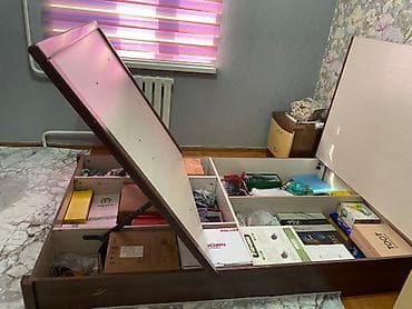 Лестницы и комплектующие: Спальный гарнитур, Двуспальная кровать, ДСП, цвет - Коричневый — 2