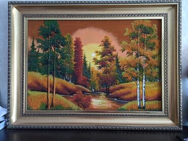 эрмитаж картины: Картина, пейзаж Осеньвыполнена из натуральных уральских камней — 2