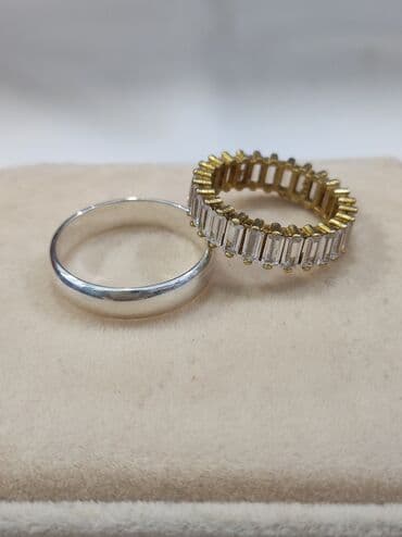 эксклюзивные свадебные пригласительные: Серебряные парные кольца Серебро напыление жёлтое золото 925 пробы — 12